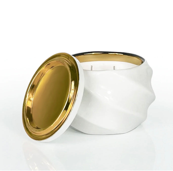 8 oz Yellow Gold Ceramic Twisted Jar