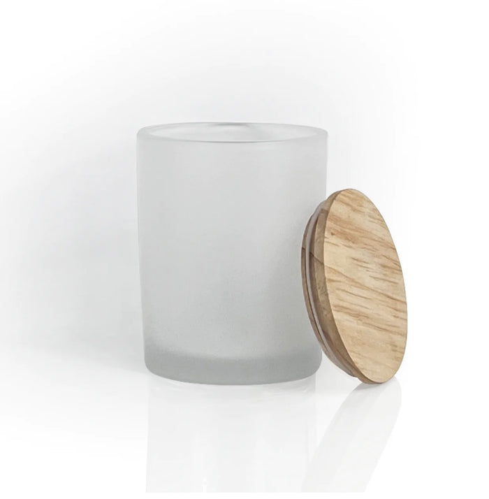 13 oz Vessel with Wooden Lid - Frosted