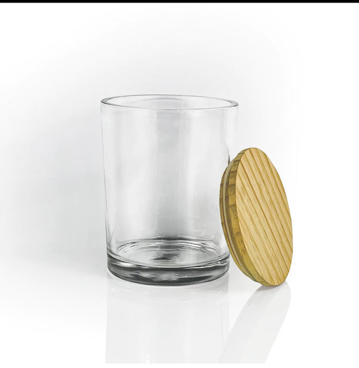 13 oz Vessel with Wooden Lid - Clear