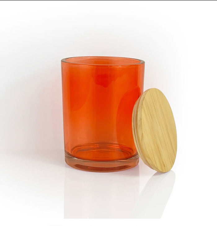 13 oz Vessel with Wooden Lid - Coral