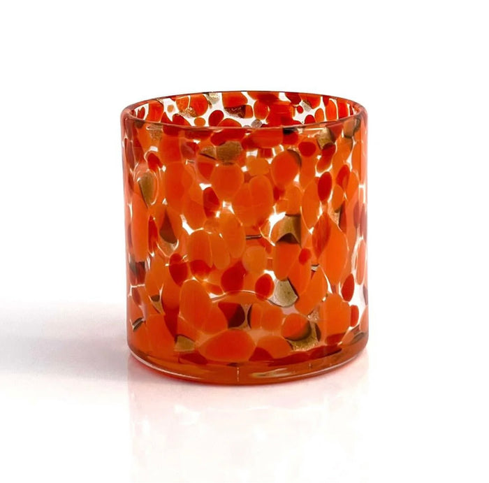 15 ounce Handblown - Red, Orange and Shimmery Gold